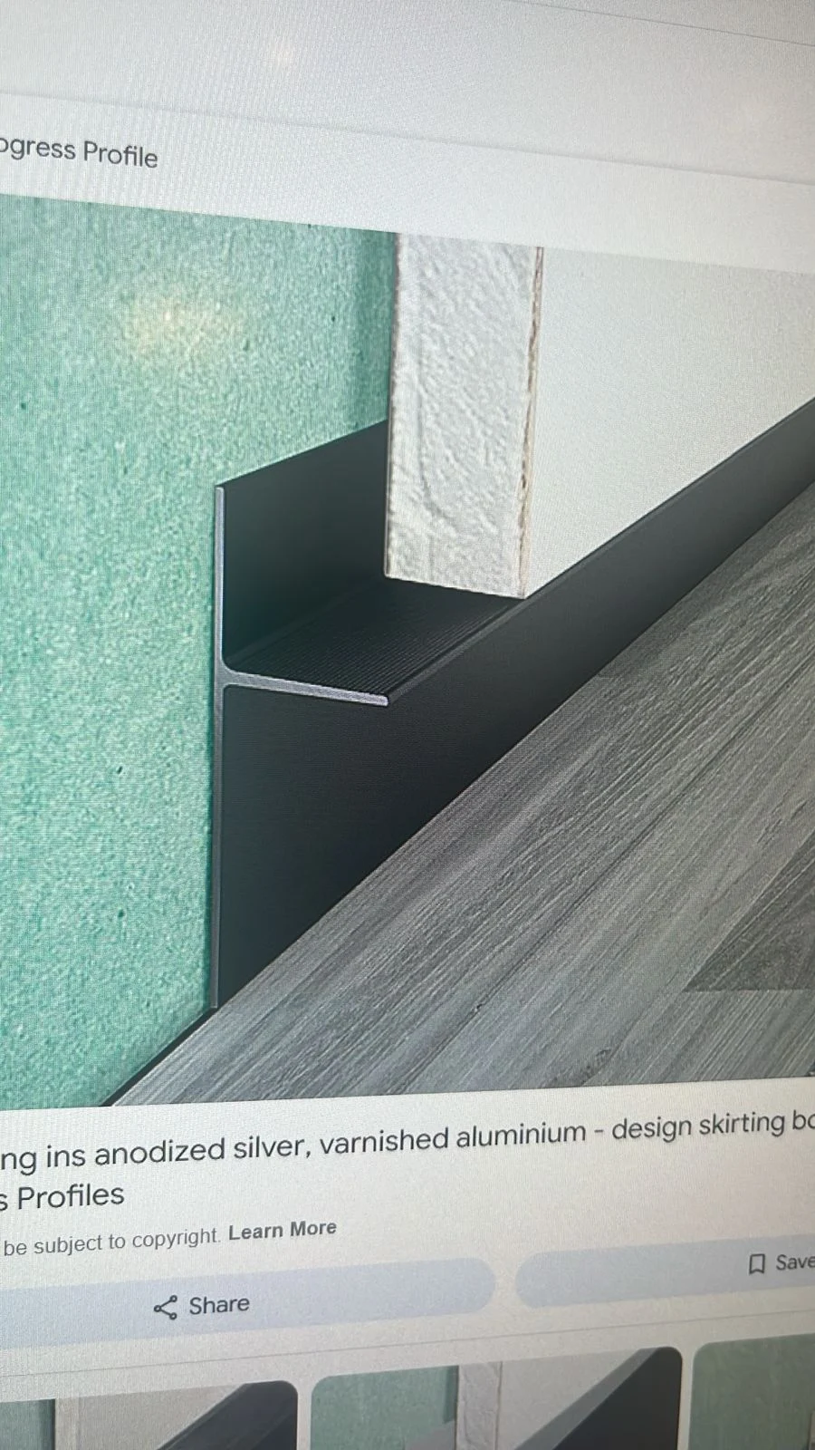 Aluminium shadow-gap detail